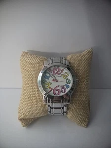 Betsey Johnson Wristwatch Watch Large Face Large Numbers Silver Tone Jewelry - Picture 1 of 10