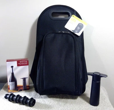 TOTE aislante True Metro de 2 botellas, 2 vidrios con ABRIDOR DE BOTELLAS y TOPE + Foto 1 de 4