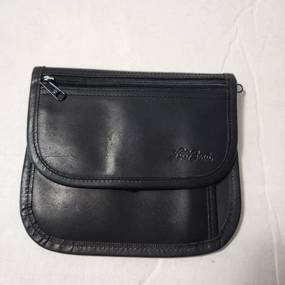 LL Bean Mini Traveler Cuero Genuino Negro Billetera Cinturón Lazo Soporte de Identificación Foto 1 de 4