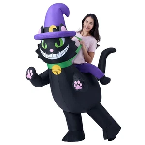 Women Halloween Inflatable Costumes, Riding a Black Cat Blow Up Costume Adult... - Picture 1 of 7