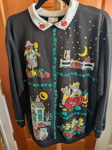 Sudadera De Colección Spumoni 1X Halloween Otoño Bordada Calabaza Osos Espantapájaros - Imagen 1 de 11