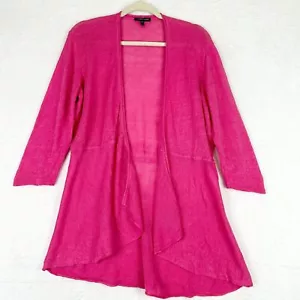 Eileen Fisher Leinen Strickjacke vorne offen Größe Large rosa 3/4 Arm Coastal - Bild 1 von 5
