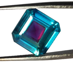 NATURAL 8.55 Ct Ceylon PITAMBARI Sapphire Bi-Color Certified A+ Asscher GEMSTONE - Picture 1 of 12