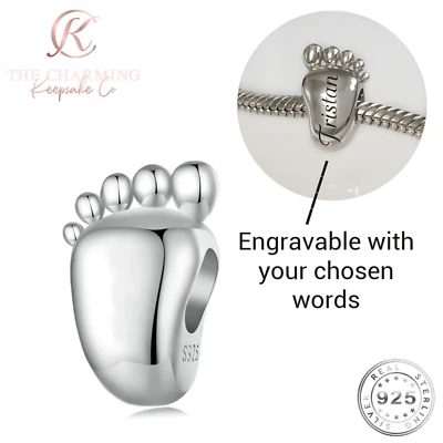 Pie de bebé/huella genuina plata de ley 925 - personalizado/grabado Foto 1 de 4