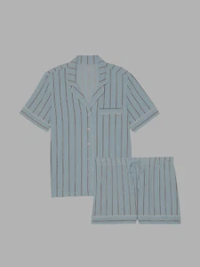 VICTORIA'S SECRET Modal Soft Short Pajama Set, Blue Variegated Stripe Size: XXL - Picture 1 of 3