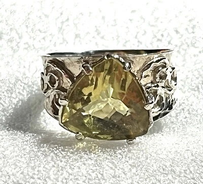 NUEVO SIN ETIQUETAS O PAZ ANILLO DE CUARZO LIMÓN CORTE 925 BILLONES PLATA ESTERLINA TALLA 7 ISRAEL (B) Foto 1 de 4