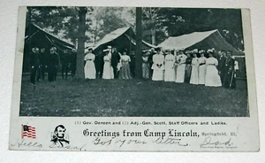 CAMPAMENTO LINCOLN ILLINOIS 1907 POSTAL GOBERNADOR CHARLES DENEEN + THOMAS CON SCOTT NG - Imagen 1 de 2