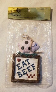 Vintage komisches Schwein EAT BEEF Hängeschild Figur von Pacific Rim NEU in Verpackung - Bild 1 von 3