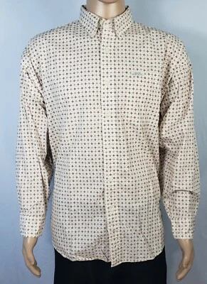 Camisa De Colección Ralph Lauren Chaps Para Hombre L Grande Beige Manga Larga Algodón Diamantes Foto 1 de 4