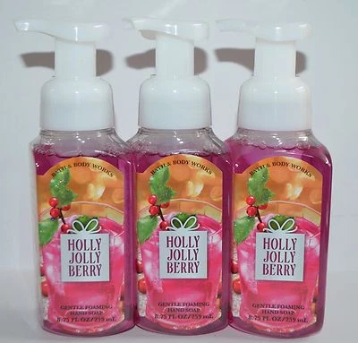 3 BATH & BODY WORKS HOLLY JOLLY BERRY GENTLE FOAMING HAND SOAP WASH RASPBERRY - Image 1 of 4