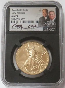 2022 MOY RYDER SIGNED GOLD AMERICAN EAGLE $50 1 OZ NGC MS 70 EARLY RELEASES - Picture 1 of 2