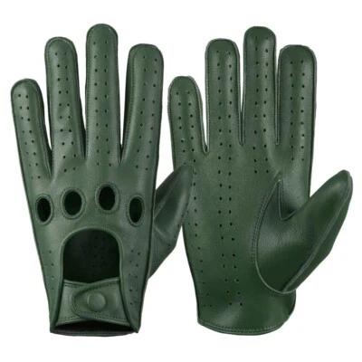 Guantes de conducción de cuero de oveja genuino para hombre Foto 1 de 4