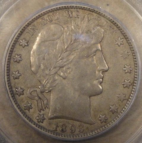 1893-O Barber Half Dollar 50c PCGS Certified XF45 Cover