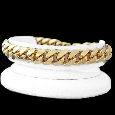 Nuevo Brazalete Damas 11mm Eslabón RONDEADO ACERA 7" Oro 14k Capas | GUAR DE POR VIDA Foto 1 de 4