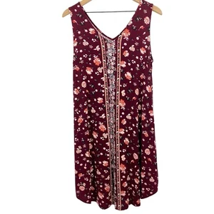Maurices 24/7 Tank Dress Size Medium Sleeveless Floral Print V-Neck V-Back - Picture 1 of 7