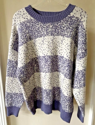 Suéter para mujer Forever 21 púrpura y blanco tejido a rayas y patrón punteado talla S Foto 1 de 4