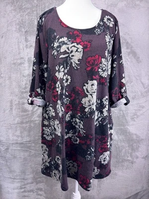 Apt 9 Dark Floral Whimsigoth Roll Tab Sweater Dress XL Romantic Fairy Grunge - Image 1 of 4