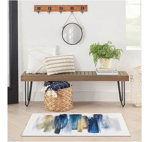 Washables Abstract Blue Multicolor 3' x 5' Area Rug, Easy Cleaning (1785) - Picture 1 of 7