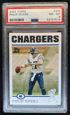 2004 Topps Philip Rivers 新秀 RC #375 充电器 PSA 8 — 第 1/2 张图片