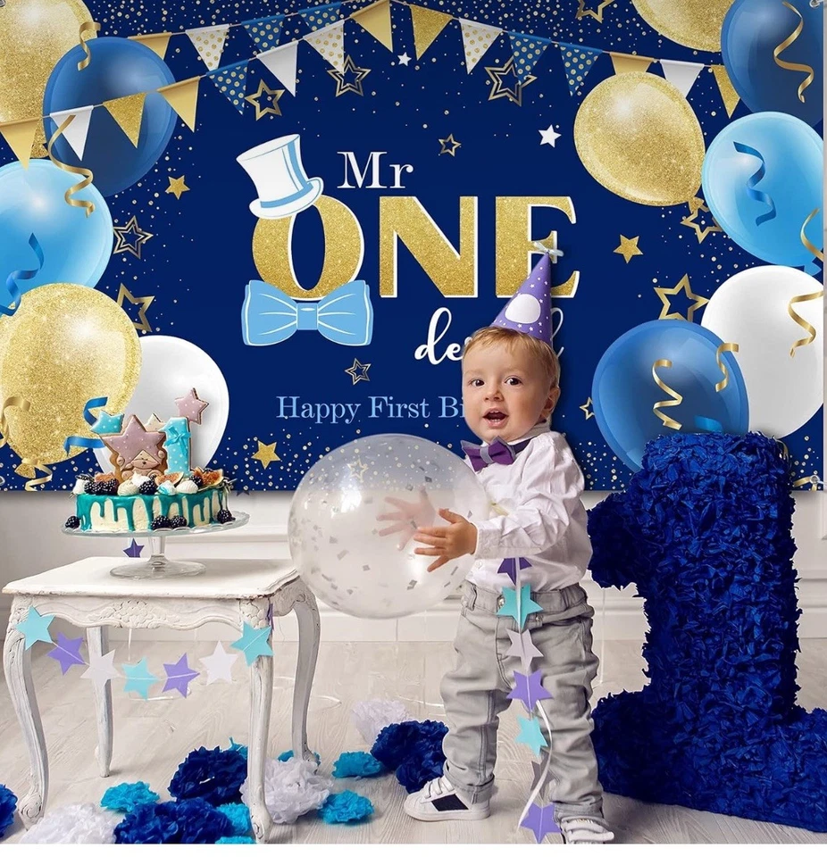 Feliz Primer Cumpleaños Mr. ONEderful Boy Conjunto de Suministros de Fiesta ~ Banner, Globos Foto 1 de 4