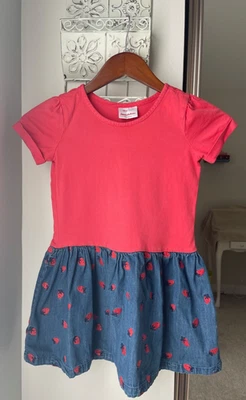  Vestido Hanna Anderson Niña Rojo y Denim - Estampado Ladybug - Talla US 6-7 120 Foto 1 de 4