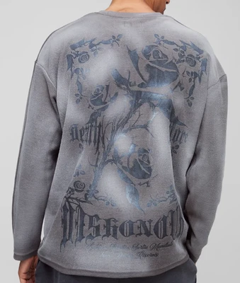 Boohoo Man Негабаритный Искусственно состаренный Обратная Петля Готический Принт LS Спрей Стирка Размер L - Изображение 1 из 4