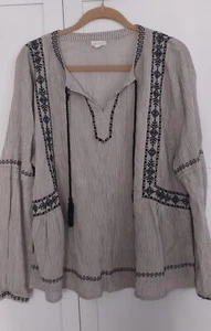 Top Granate Hill Talla 18 Boho Hippie Terroso Algodón Orgánico Usado en Excelente Condición Beige Calce Relajado - Imagen 1 de 10