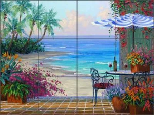 Tropische Fliese Backsplash Mikki Senkarik Meereslandschaft Kunst Keramik Wandbild MSA149 - Bild 1 von 2