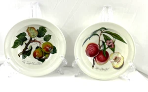 Set of 2 Pomona Portmeirion Bowls Cereal Rimmed Goddess Of Fruit Peach and Pear - Picture 1 of 9