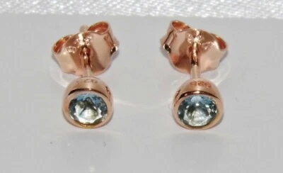 Aretes de oro rosa de 9 quilates sobre plata aguamarina ~ piedra de nacimiento de marzo Foto 1 de 4