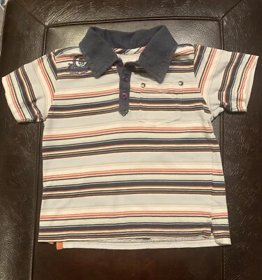 Camisa Polo Calvin Klein Jeans Niño Pequeño Talla 4T Azul Marino, Naranja y Blanco Rayas Foto 1 de 4
