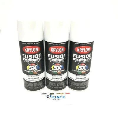 KRYLON 2753-3 PACK SATIN WHITE All-In-One Fusion Paint & Primer - No-Peel - 12oz - Image 1 of 3