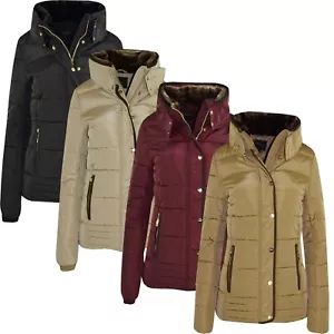 Neueste Damen Gesteppt Gefüttert Bubble Kapuze Pelz Dick Warm Puffer Jacke Jacke - Bild 1 von 6