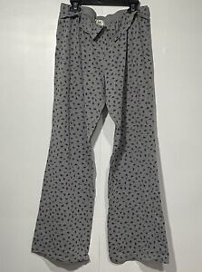 Lei Gray Floral Pajama Pants Womens Medium Pull On Ruffle waist Cotton blend