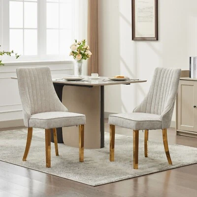 Set of 2 Dining Chairs Chair Kitchen Dining Chair with Golden Steel Legs - Изображение 1 из 4