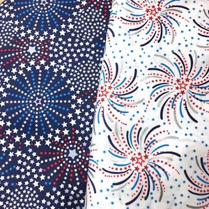 Star Firework *CHOOSE DESIGN* Blue White Red Metallic Silver Quilting Fabric FQ - Picture 1 of 4