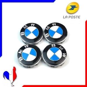 Lot X 4 Cache Moyeu Jante Centre De Roue enjoliveur BMW 68mm bleue et blanc Neuf