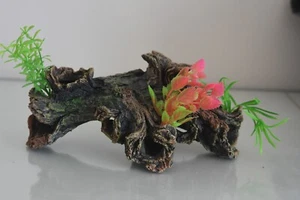 Aquarium detaillierte Treibholz Baumstamm & Pflanze Dekoration 21 x 12 x 6 cm - Bild 1 von 6