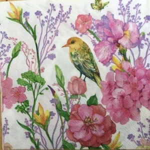 PAPER NAPKINS PACK OF 20 MIXED FLOWERS & BIRD LUNCH / DECOUPAGE 3PLY - Picture 1 of 2