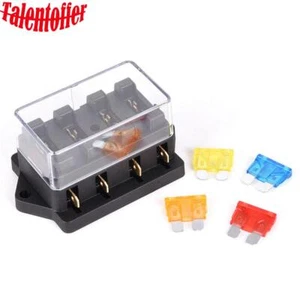 Caja de fusibles 12V/24V ATO hoja soporte bloque coche circuito de 4 vías estándar - Imagen 1 de 4