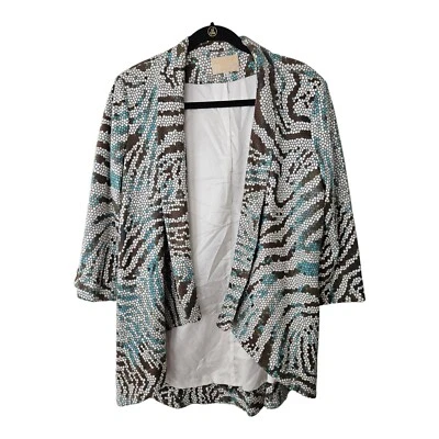 Blazer Alberto Makali Vintage Mujer Grande Abierto Marrón Azul Blanco Forrado Softshell Foto 1 de 4