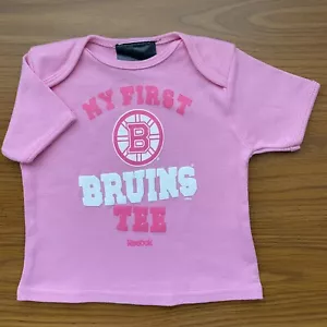Bruins Shirt Size 3 6 months Reebok Baby Girls Hockey NHL Logo Pink Tee Top - Picture 1 of 12