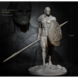 1/24 75mm Resin Model Kit Tribal Warrior Barbarian Orc Unpainted - Picture 1 of 4