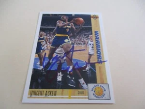 VINCENT ASKEW 1991-92 CUBIERTA SUPERIOR NBA BALONCESTO TARJETA COLECCIONABLE FIRMADA IP - Imagen 1 de 1