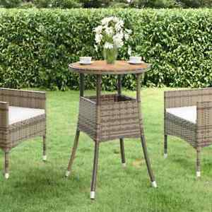 Dinner Table Round Garden Dining Table Acacia Wood and Poly Rattan vidaXL
