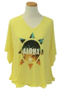 Miken Cover Up Sz XS Yellow Multi "Aloha" V Neck Swimwear Cover Up I9938JX5204 - Picture 1 of 4