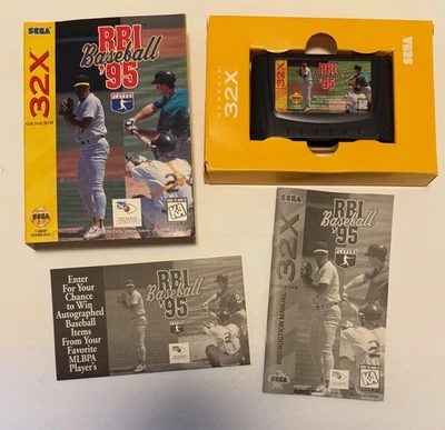 RBI BASEBALL '95 Sega Genesis 32X Video Game Cartridge w/ Box Manual  - Image 1 of 4