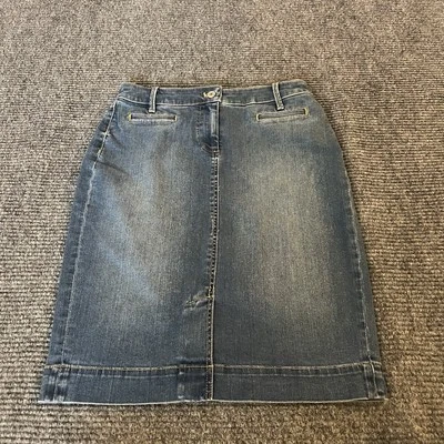 Talbots Denim Skirt Womens Size 2  Blue Jean Straight Pencil Stretch - Image 1 of 4