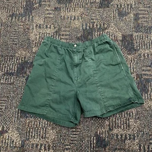 VINTAGE Polo Ralph Lauren Shorts Mens XL Green Blue Pony Elastic Waist Chino - Picture 1 of 10