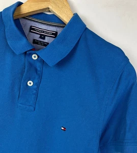 TOMMY HILFIGER POLO SHIRT Size M (fits like Small) Men's Slim Fit Blue - Picture 1 of 6